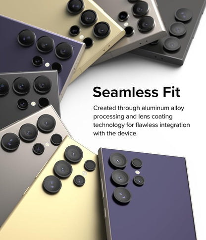 Ringke Camera Lens Frame Glass Compatible with Samsung Galaxy S24 Ultra Camera Lens Protector 5G, Glass Covers and Aluminum Alloy Frames - Black