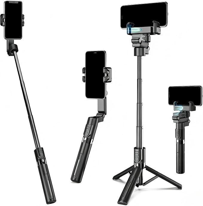 AI Tracking Gimbal Stabilizer for SmartiPhone - 360° Auto Face Follow, Bluetooth Remote, Anti-Shake Tripod for Vlogging/Live Stream, Metal Bracket with Gesture Control