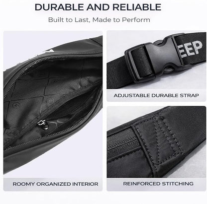 Slim Running Waist Pack for Women Men, Large Capacity Waist Belt with Organized Compartments, No-Bounce Secure Fit for Cycling, Hiking, Climbing Adventure & Reflective Safety Night Running - Black