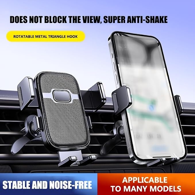 Car Phone Mount, 360° Rotatable Air Vent Holder, One-Hand Release, 4.2-7.2 Inch Smartphones, Black