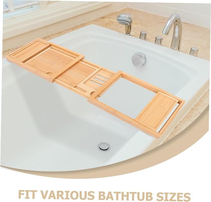 Mobestech Multi-Function Adjustable Bath Tray with Phone Holder and Sturdy Organizer for Bathtub Storage and Relaxation