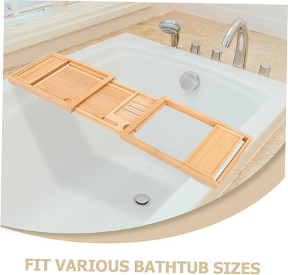 Mobestech Multi-Function Adjustable Bath Tray with Phone Holder and Sturdy Organizer for Bathtub Storage and Relaxation