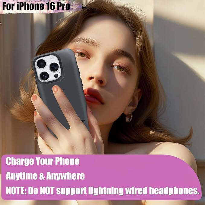 Battery Case for iPhone 16 Pro, 5000mAh Rechargeable Extended Battery Charging/Charger Case, Add 100% Extra Juice (6.3 inch) Black
