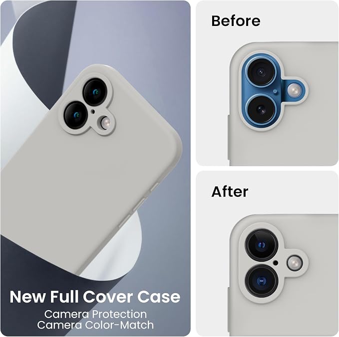 FireNova Designed for iPhone 16 Case, Silicone Upgraded [Camera Protection] Phone Case, Soft Anti-Scratch Microfiber Lining Inside, 6.1 inch, Natural Titanium