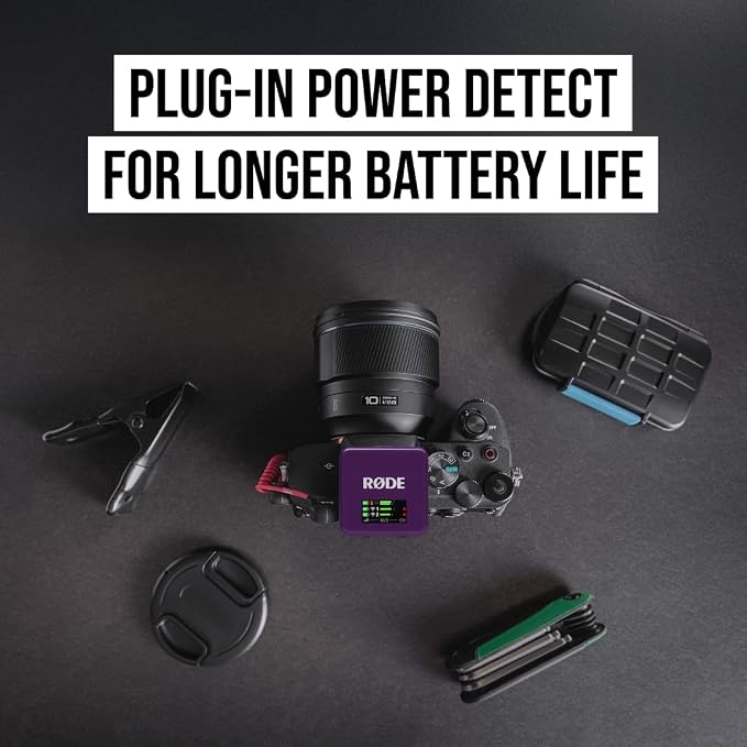 RØDE Wireless GO (Gen 3) – Compact Wireless Mic – Pristine Audio, 32-bit Float Recording, Automatic Level Control, for Phones, Cameras and Computers (Purple)