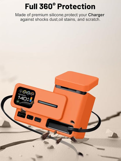 Silicone Protective Case Compatible with CUKTECH 15 Super Power Station 140W, Full-Body Protective Cover with Precise Cutouts, Shockproof & Scratch-Resistant Sleeve (Orange)