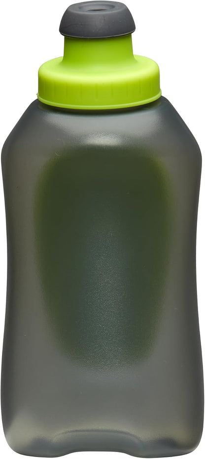 Nathan SpeedDraw 2 Insulated Handheld Running Water Bottle Flask – Double-Wall Insulation, Ergonomic Grip, Blast Valve Cap, Phone & Key Storage Pockets, Reflective Design - 12oz, Deep Teal