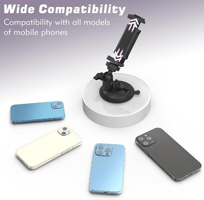 Shower Mirror Phone Holder, Suction Cup Mirror Phone Mount for Shower Bathroom Glass Kitchen Tile, TikTok YouTube Instagram Make Up Vlog Video Content Creator Essentials
