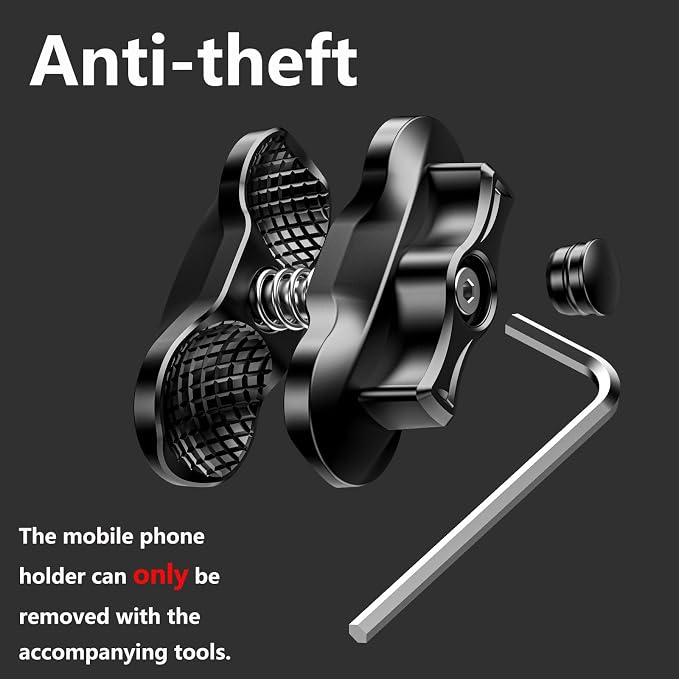 LOKTENWO Anti-Theft UTV Phone Mount with Vibration Dampener, Adjustable UTV Cellphone Holder Fit on 1.5''/1.65''/1.75''/1.85'' Roll Cage Bar, for 5.4''-7'' Smartphone