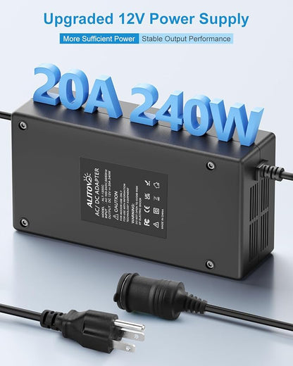 ALITOVE AC to DC Converter 110V to 12V 20.8A 250W(Pro Max) Car Plug to Wall Plug Adapter 120V AC to DC 12 Volt 20A 15A 10A Power Supply Adapter for Car Refrigerator Tire Inflator Vacuum Cleaner