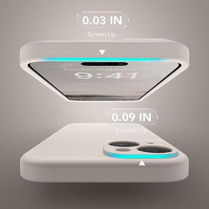 Magnetic for iPhone 14 Case, Compatible with MagSafe, [Full Camera Protection][Screen Protector] Silicone Shockproof Protective Phone Case for iPhone 14 6.1 inch, Stone