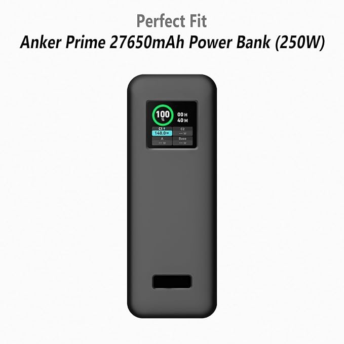 Geiomoo Silicone Case for Anker Prime Power Bank 27650mAh, Soft Flexible Scratch Resistant Protective Cover (Black)