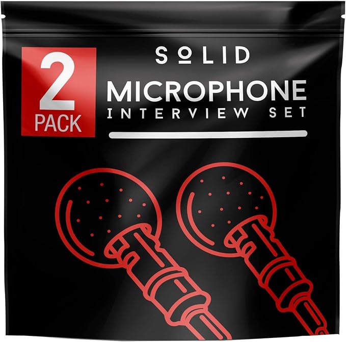 Solid Clip On Lavalier Lapel Microphone 2 Pack Set for iPhone and Android Vlogging, Interview, Selfie Videos