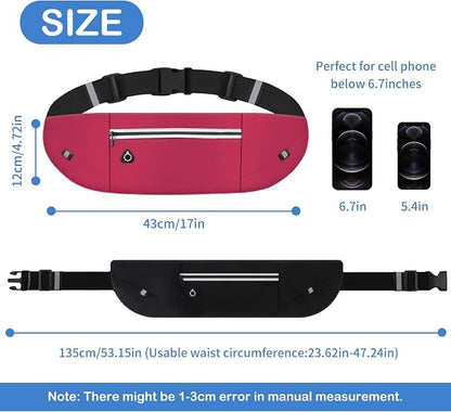 Slim Running Belt Fanny Pack for Men Women, Running Phone Holder Runners Pouch Waist Pack for Workout (1198, Pink)
