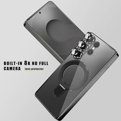 Magnetic for Samsung Galaxy S25 Ultra Case Stand & Ring Holder Compatible with MagSafe Built-in Camera Lens Protector Phone Case for Samsung S25 Ultra - Black