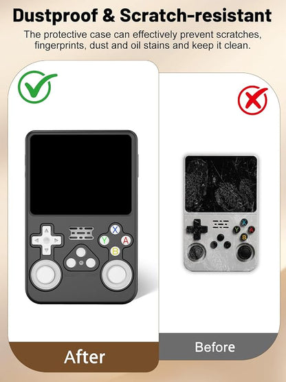 Silicone Protective Case for Anbernic R36S Game Console, Full-Body Protective Cover with Precise Cutout, Shockproof Dustproof Protector Sleeve & Scratch-Resistant Sleeve (Black)