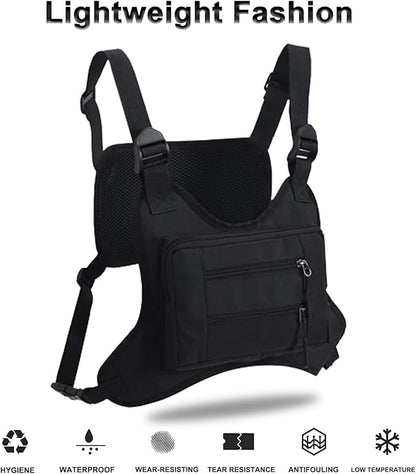 JOYEONDEF Sports Chest Bag for Men, Water Resistant Chest Pack, Running Pack with Cell Phone Holder and Extra Storage