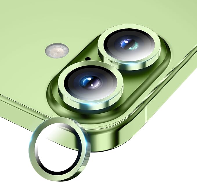 Camera Lens Protector for iPhone 17/16/16 Plus,Tempered Glass Metal Individual Camera Cover Screen[Anti-drop] Case Friendly- Sage