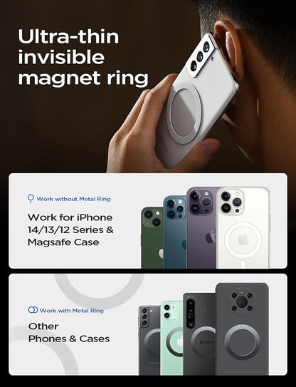 LISEN for Magsafe Car Mount, Magnetic Phone Holder for Car Vent Phone Mount, Hands Free Phone Mount for Car Accessories Dashboard Windshield Vent Cell Phone Holder for iPhone Car Mount Silver Kits