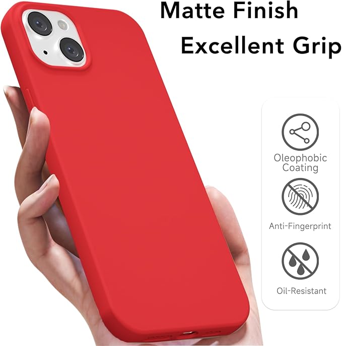 for iPhone 15 Case Silicone Compatible with Magsafe Case, Ultra Slim Thin Magnetic Phone Cases Mag Safe, Cute Soft Rubber Gel TPU Matte Plain Wireless Charging Cover for Women, Red