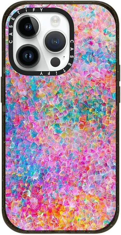 CASETiFY Impact iPhone 14 Pro Case [4X Military Grade Drop Tested / 8.2ft Drop Protection/Compatible with Magsafe] - My Neon Summer by Ingrid Ching - Clear Black