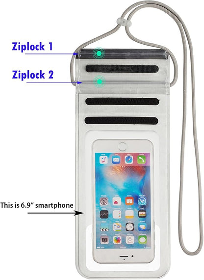 Waterproof Phone Pouch,IPX8 Waterproof Phone Case Bag Holder Dry Pouch for iPhone 13 Pro Max/13 Pro/13/12/12 Pro Max/11/11 Pro Max/Xs Max/XR to 6.9" for Kayaking Swimming Beach(Silver)