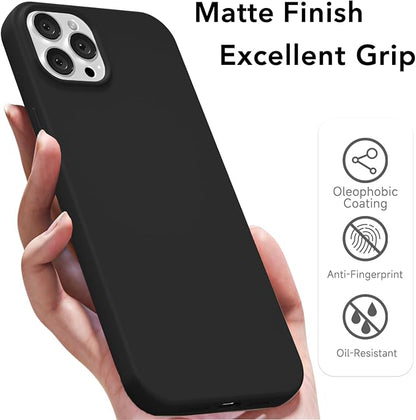for iPhone 12 Pro Max Case Silicone Compatible with Magsafe Case, Ultra Slim Thin Magnetic Phone Cases Mag Safe, Cute Soft Rubber Gel TPU Matte Plain Wireless Charging Cover for Women, Black