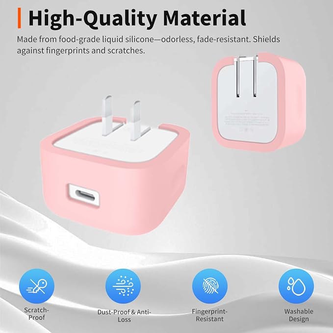 Case for Apple 40W Power Adapter – Soft Silicone Protective Cover for Dynamic Charger,Shockproof Dustproof Charging Block Protector Sleeve[Pink]