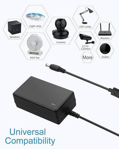 ALITOVE 12V Power Supply 12 Volt 3A 36W AC/DC Adapter DC 12V Power Cord 2.5A 2A AC to DC Converter with 5.5x2.5mm Tip for Baby Brew Bottle Warmer 3D Printer Camera Wireless Router, 2-Pack