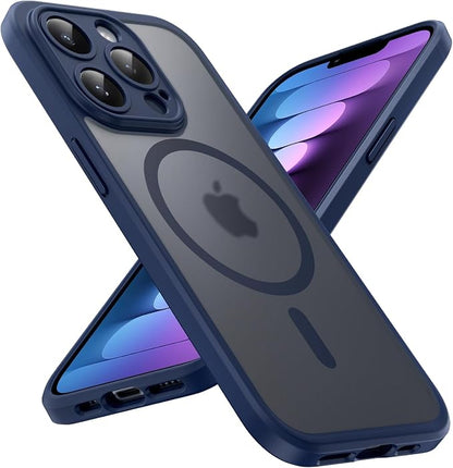 TOCOL Magnetic for iPhone 13 Pro Max Case Upgraded Full Camera Protection Compatible with Magsafe Drop Protection Translucent Matte Back Bumper Phone Cover 6.7-Inch, (Dark Blue)