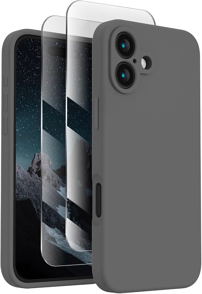 FireNova Designed for iPhone 16 Plus Case, Silicone Upgraded [Camera Protection] Case, Soft Anti-Scratch Microfiber Lining Inside, 6.7 inch, Space Gray