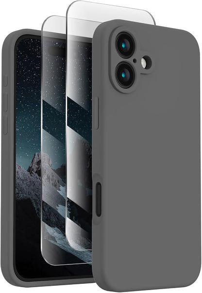 FireNova Designed for iPhone 16 Plus Case, Silicone Upgraded [Camera Protection] Case, Soft Anti-Scratch Microfiber Lining Inside, 6.7 inch, Space Gray