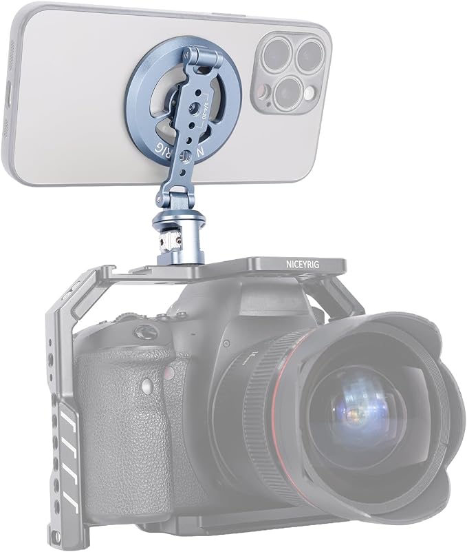 NICEYRIG Magnetic Aluminum Phone Holder for 1/4’’ Thread Mount, for iPhone 17 16 15 14 13 12 and Android Smartphone, with Magnetic Ring - 621
