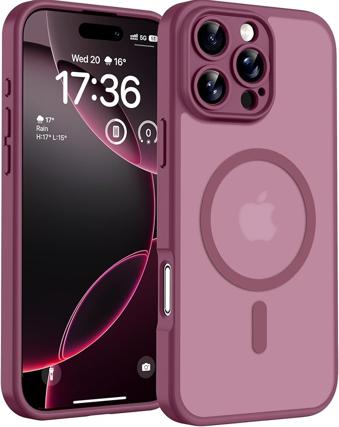 TOCOL for Phone 16 Pro Case, Compatible with Magsafe Charger, Full Camera Protection, Drop Protection, Translucent Matte Phone Case for iPhone 16 Pro 6.3 inch (Plum)