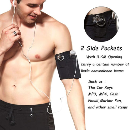 Phone Armband Sports Running Armband Arm Band Strap Running Phone Holder Pouch Sleeve All Purpose Sport Bag for Exercise Workout for iPhone,Samsung Galaxy S9/S8/S7,Google Pixel, A-Black, M