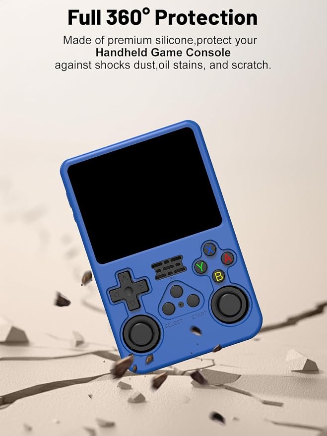 Silicone Protective Case for Anbernic R36S Game Console, Full-Body Protective Cover with Precise Cutout, Shockproof Dustproof Protector Sleeve & Scratch-Resistant Sleeve (Blue)