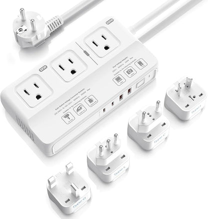 ANTPO 2000W Voltage Converter US to Europe, 220V to 110V Converter for European Travel, Power Adapter for Hair Dryer, Universal Travel Adapter with 3 AC/ 2 USBC/ 2 USBA/EU/UK/AU/IT Plugs