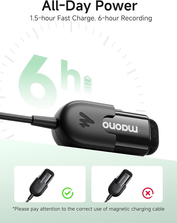 MAONO Wave T1 Mini Wireless Lavalier Microphone with USB-C Plug for iPhone 17 16 15 & Android, Clip on Lapel Mic, AI Noise Cancellation, Voice Filter for Video Recording Vlog Podcast TikTok YouTube