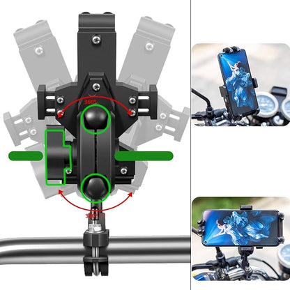 iMESTOU Aluminium Motorcycle Phone Mount U-Bolt Handlebar 1" Ball Stem Cellphone Holder 360 Rotating with Length Width Adjustable Universal for Max.7.2 inch Large Phones Sturdily