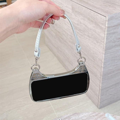Ethereal Gemstone Aura Handbag for iPhone Case, 3D Cute Luxury Bling Diamond Crystal Rhinestone Handbag Phone Case for iPhone 17/16/15 Pro Max (16,White)