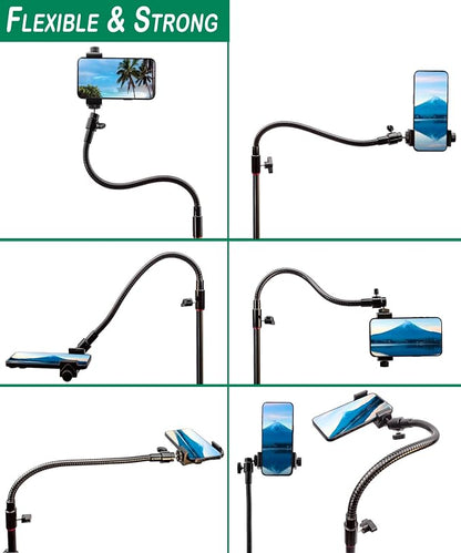 Cell Phone Stand, Phone Floor Stand, Swivel Cell Phone Mount with Height Adjustable Stand, Heavy Stable Base, Compatible with iPhone 16, iPhone 16 Pro Max, iPhone 16 Plus,15, 14, 13, 12