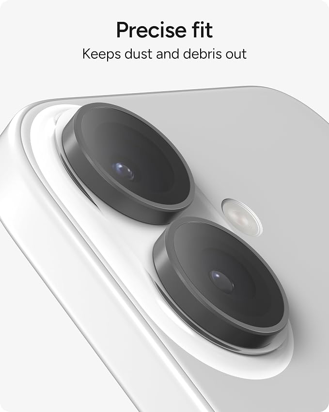 ZAGG iPhone Camera Lens Protector for iPhone 17/16/ 16 Plus - Silver, Camera Ring, Maximum Impact & Scratch Protection, Anti-Reflective Technology, Smudge-Resistant, Precise Fit, Glass Elite