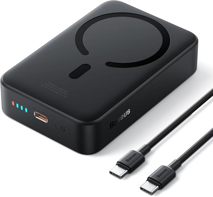 Baseus Magsafe Battery Pack 20000mAh Wireless Portable Charger,PD 20W USB C Fast Charging Battery Pack, Compatible with iPhone 17/16/15/14/13/12 Series, Black