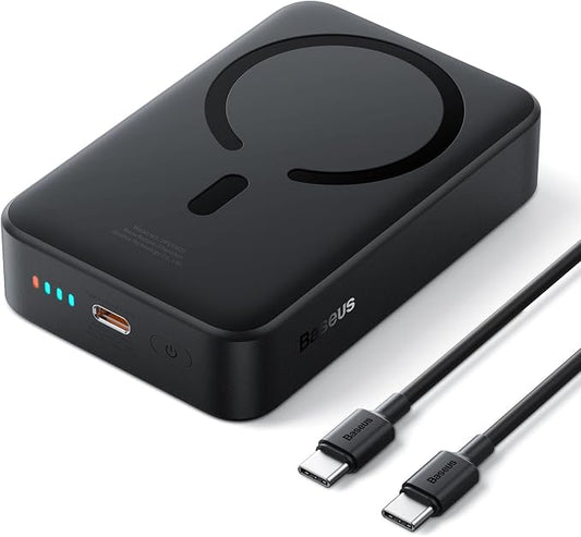 Baseus Magsafe Battery Pack 20000mAh Wireless Portable Charger,PD 20W USB C Fast Charging Battery Pack, Compatible with iPhone 17/16/15/14/13/12 Series, Black