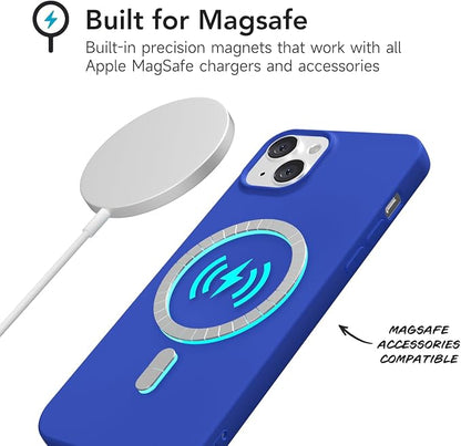 for iPhone 15 Case Silicone Compatible with Magsafe Case, Ultra Slim Thin Magnetic Phone Cases Mag Safe, Cute Soft Rubber Gel TPU Matte Plain Wireless Charging Cover for Women, Royal Blue