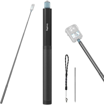 SmallRig Extended 150cm/59in/4.9ft Invisible Selfie Stick for Insta360 X5/X4/X3, for DJI OSMO 360, Portable 360 Camera Stick Pole with 1/4"-20 Screw/Hole, Stake, Wrist Strap, Anti-Slip Handle - 5270