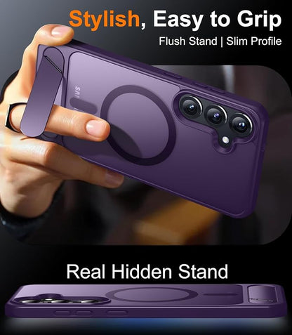 Magnetic for Samsung Galaxy S25 Plus Case, [Innovate Stand][Military Grade Drop Protection][Non Slip][Translucent Matte] Shockproof Phone Case for Galaxy S25 Plus 6.7" 2025 -Purple