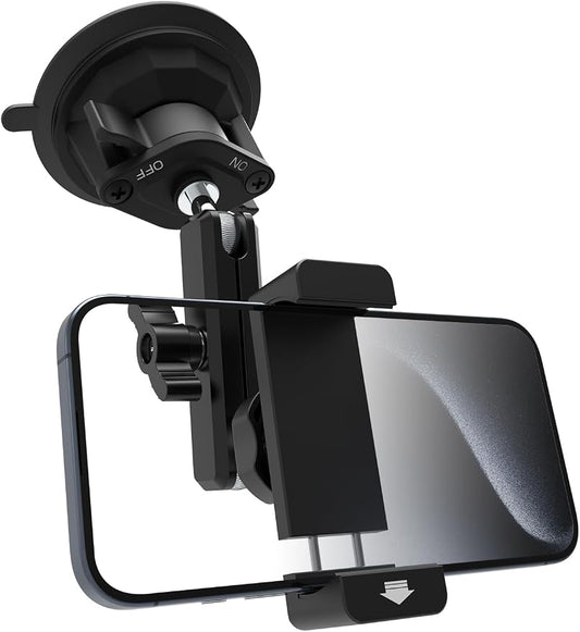 Heat Resistant Suction Cup Phone Holder, Ultra-Durable Metal Arm Phone Mount for Car Windshield Window Sunroof Dash, Vehicle Car Phone Holder Fit for 4-7" Cellphone