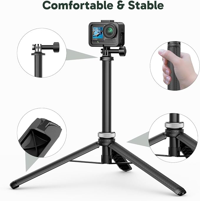 AKASO 160cm Selfie Stick Extendable Tripod Stand for GoPro Hero 13/12/11/10/9/Max, DJI Osmo Action 5/4/3, AKASO EK7000/Brave 4/Brave 7 LE Action Cameras and Other ODDV, ICEFOX Action Cameras