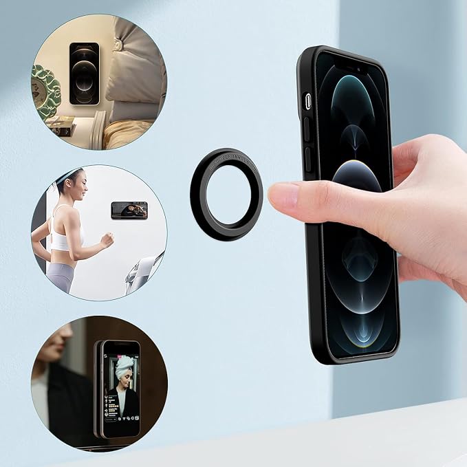 Nillkin Magsafe Wall Mount Magnetic Shower Phone Holder Waterproof, 2 Pack SnapHold Magsafe Sticker for iPhone 17 16 15 14 13 12 Series, Magnetic Phone Holder, Phone Magsafe Mount for Bathroom, Black